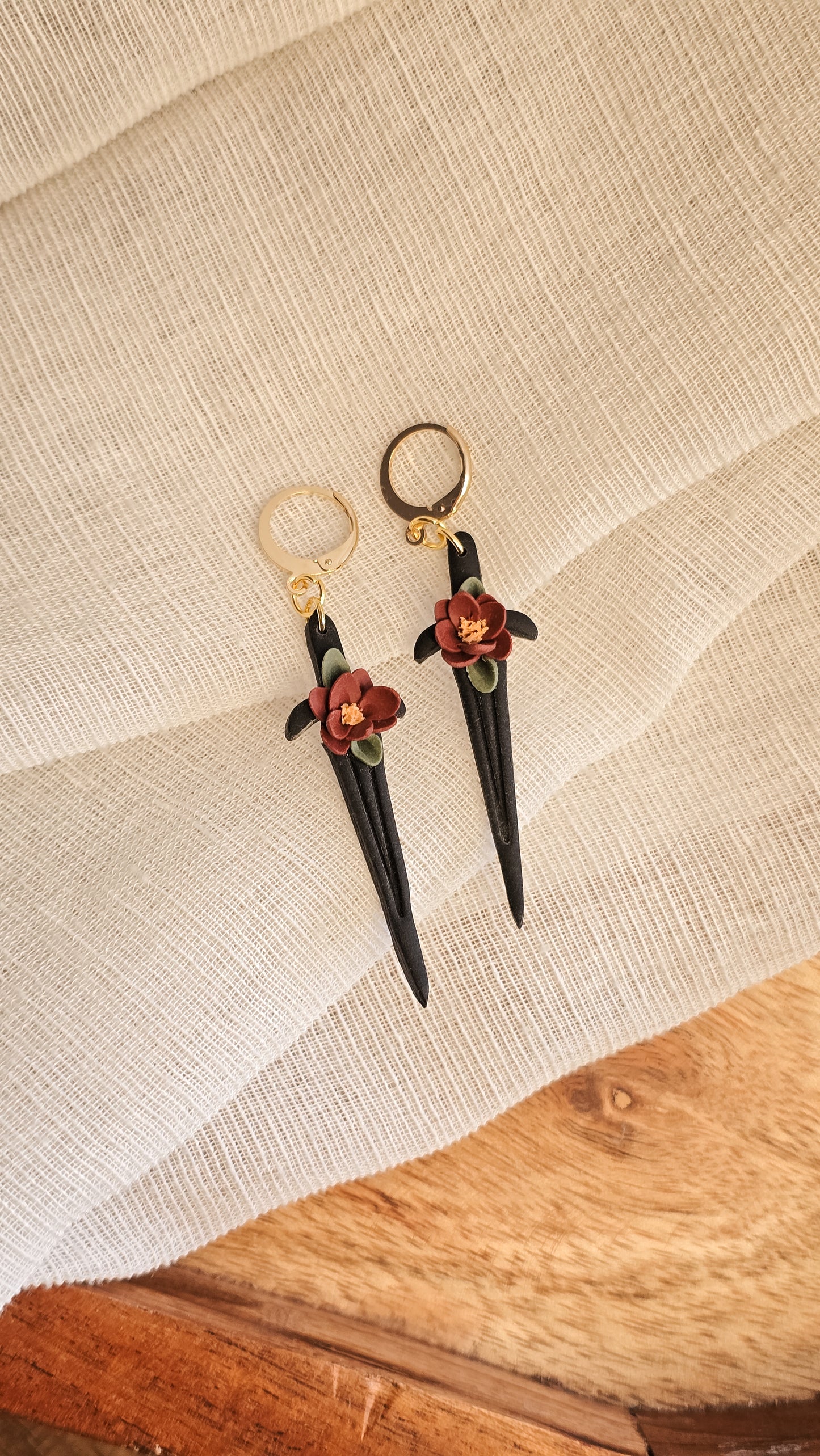 Simple Floral Sword Huggies